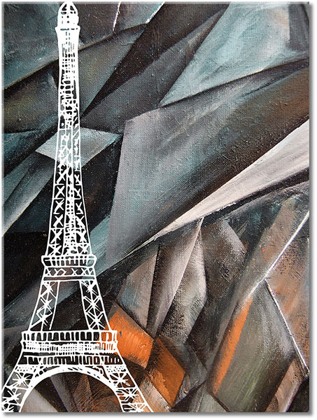 tableau sur toile, abstrait-fantaisie, art, art-contemporain, blanc, dessin, france, gris, jaune, marron, noir, paris, peintures, peintures-abstraites, tour-eiffel, vert, villes
