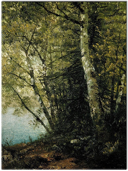 tableau sur toile, blanc, bleu, fleurs, marron, peintures, peintures-paysages, vert