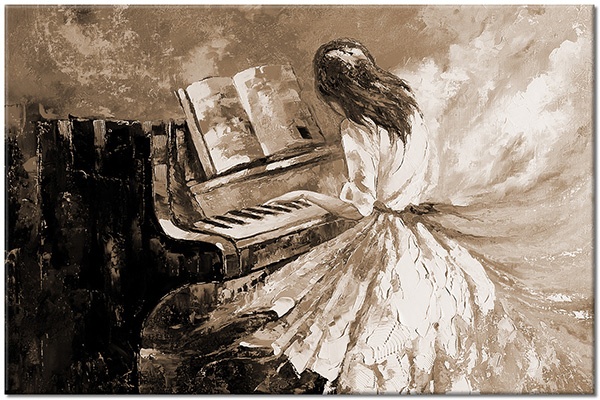 tableau sur toile, art, beige, blanc, bleu, femmes, gris, jaune, marron, multicolore, musique, noir, orange, peintures, peintures-personnages, rouge, vert, violet