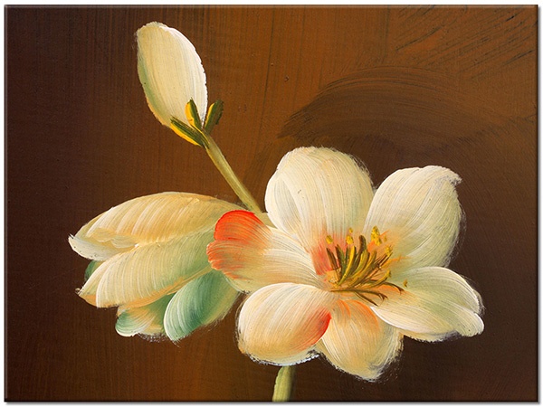 tableau sur toile, art, beige, blanc, fleurs, marron, nature-morte, nature-morte-autres-peintures, peintures