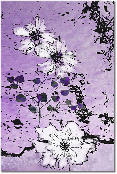 tableau sur toile, art, art-contemporain, beige, blanc, dessin, fleurs, gris, marron, nature-morte-autres-peintures, noir, orange, peintures, sepia