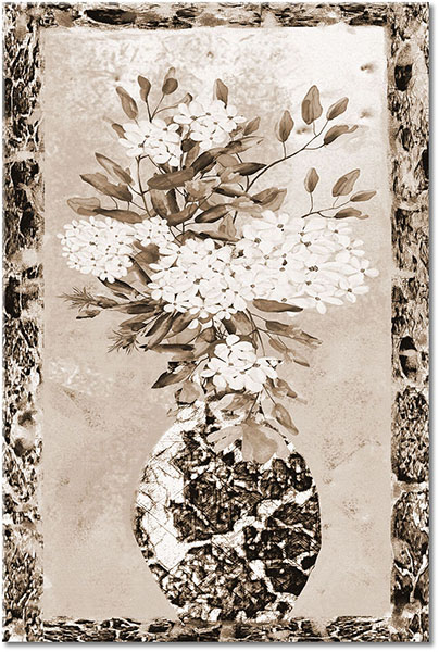tableau sur toile, art, art-contemporain, beige, blanc, fleurs, jaune, marron, nature-morte, nature-morte-autres-peintures, noir, orange, peintures, vase, vert, violet