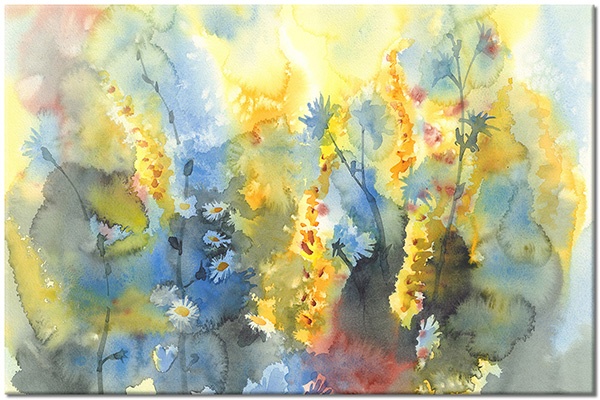tableau sur toile, abstrait-fantaisie, aquarelle, art, beige, blanc, bleu, gris, jaune, marron, multicolore, nature-morte-autres-peintures, orange, peintures, vert, violet