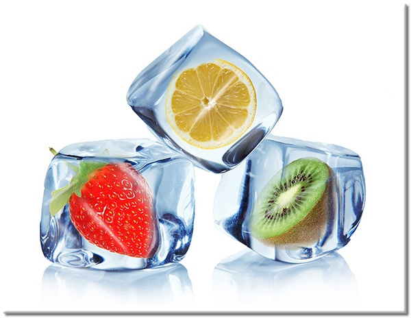 tableau sur toile, aliments, aliments-boissons, bars, blanc, bleu, cuisine, divers, fruits, glace, jaune, rouge, vert