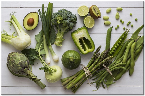tableau sur toile, aliments-boissons, cuisine, divers, gris, legumes, nature-morte, vert