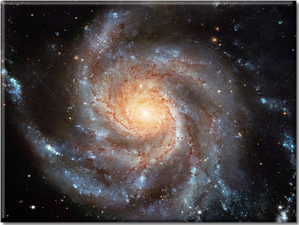 tableau sur toile, astronomie, bleu, divers, etoiles, galaxies, marron, noir, orange, spirale, univers