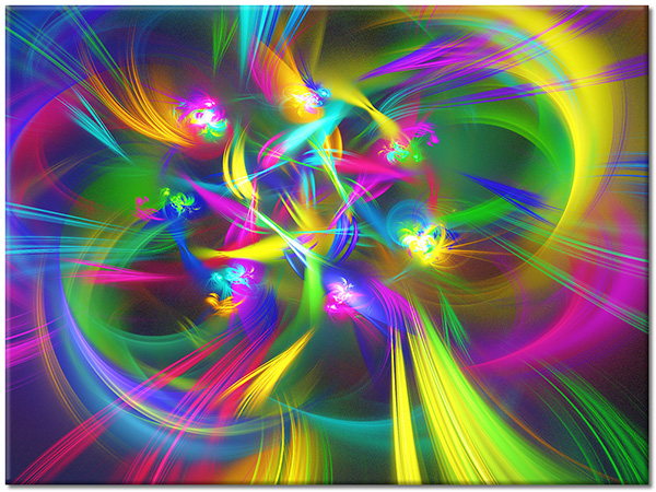 tableau sur toile, abstrait-fantaisie, bleu, jaune, multicolore, rose, vert, violet