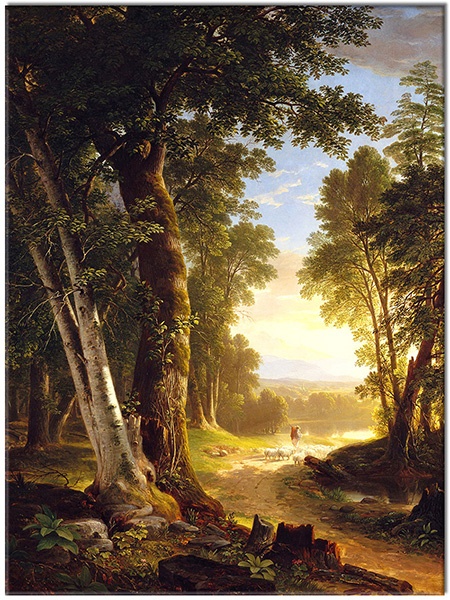 tableau sur toile, arbres, art, bleu, brown-durand, forets, jaune, paysages, peintures, peintures-paysages, vert