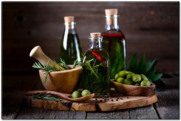 tableau sur toile, aliments-boissons, beige, cuisine, divers, fruits, gris, huile, legumes, marron, nature-morte, noir, rouge, vert