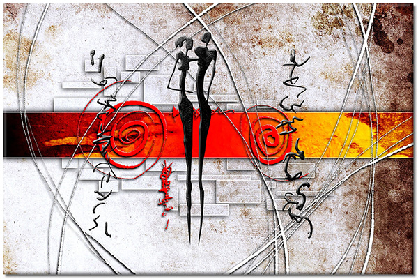 tableau sur toile, abstrait-fantaisie, afrique, art, art-contemporain, bars, couples, ethnique