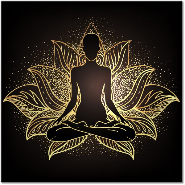 tableau sur toile, beige, dessin, feng-shui-zen, lotus, marron, noir, orange, sepia, yoga