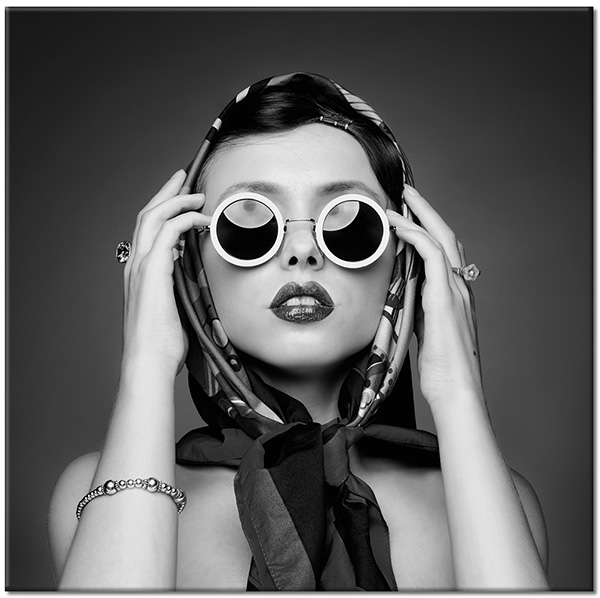 tableau sur toile, femmes, gris, mode, noir, noir-et-blanc, portraits, vintage