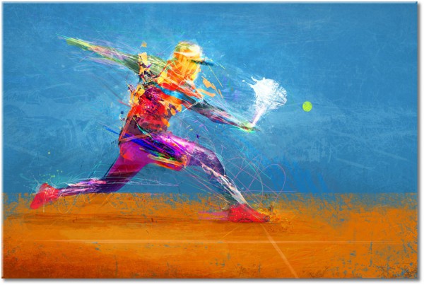 tableau sur toile, abstrait-fantaisie, autres, blanc, bleu, divers, jaune, multicolore, orange, rouge, sports, tennis, vert, violet