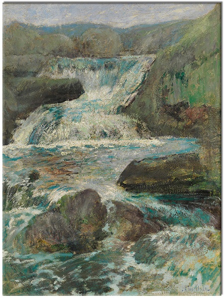 tableau sur toile, bleu, cyan, marron, mer-cascades-lacs, paysages, peintures, peintures-paysages, vert