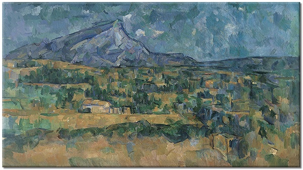 tableau sur toile, art, beige, bleu, cezanne, montagnes, paysages, peintures, peintures-paysages, vert