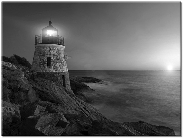 tableau sur toile, bleu, gris, mer, mer-cascades-lacs, nuit, paysages, phare, rochers, vagues