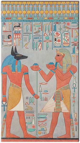 tableau sur toile, art, autres, blanc, bleu, dessin, divers, egypte, jaune, mythologie, nature-morte-autres-peintures, orange, papyrus, peintures, peintures-personnages, rose, vintage