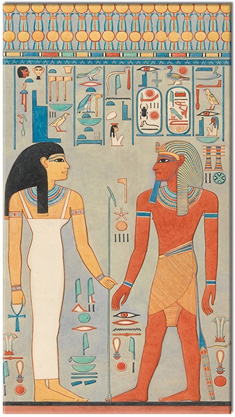 tableau sur toile, art, autres, blanc, bleu, dessin, divers, egypte, jaune, mythologie, nature-morte-autres-peintures, orange, papyrus, peintures, peintures-personnages, rose, vintage