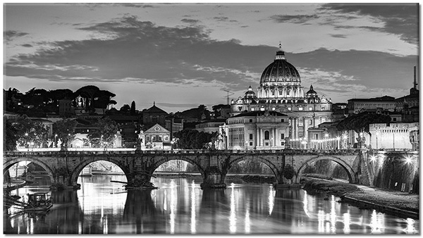 tableau sur toile, batiments, beige, gris, italie, jaune, marron, noir, orange, paysages, paysages-urbains-ruraux, ponts, riviere, rome, tourisme, vatican, villes, violet