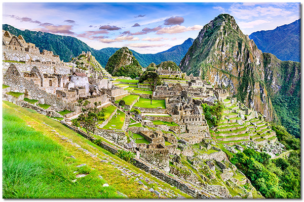 tableau sur toile, beige, bleu, marron, montagnes, paysages, paysages-urbains-ruraux, vert