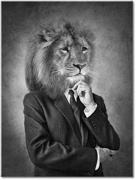 tableau sur toile, abstrait-fantaisie, animaux, animaux-sauvages, art, art-contemporain, beige, drole, gris, lions, marron, noir, orange, sepia