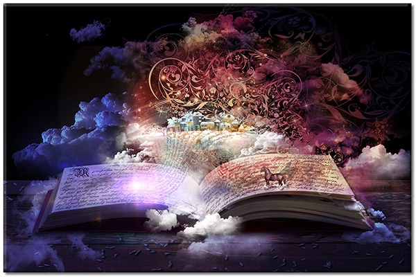 tableau sur toile, abstrait-fantaisie, blanc, livres, noir, violet