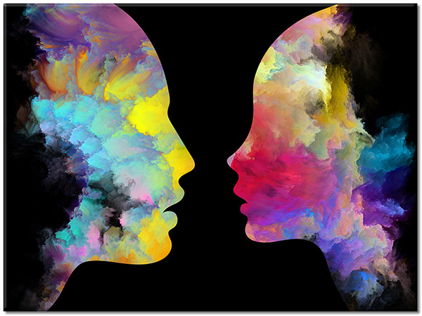 tableau sur toile, abstrait-fantaisie, cyan, jaune, multicolore, noir, rose, vert, violet
