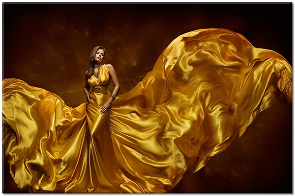 tableau sur toile, divers, femmes, jaune, mode, noir, orange, robes, sexy