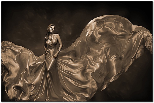 tableau sur toile, divers, femmes, jaune, mode, noir, orange, robes, sexy