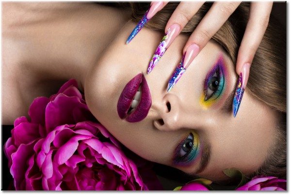 tableau sur toile, autres, beaute, beige, bleu, divers, femmes, portraits, rose, rouge, sexy, yeux