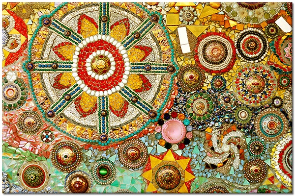 tableau sur toile, abstrait-fantaisie, beige, bleu, jaune, marron, multicolore, orange, rose, rouge, vert