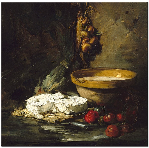 tableau sur toile, aliments-boissons, beige, blanc, divers, marron, nature-morte-autres-peintures, peintures, rouge, vert