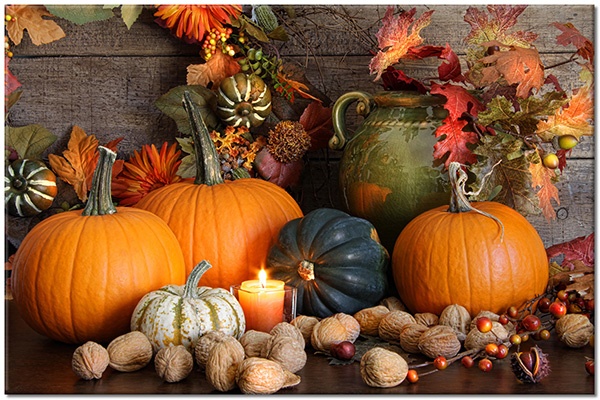 tableau sur toile, aliments-boissons, beige, citrouilles, cuisine, divers, fruits, gris, jaune, marron, nature-morte, orange, rouge, vert, violet