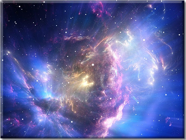 tableau sur toile, abstrait-fantaisie, astronomie, blanc, bleu, divers, noir, violet