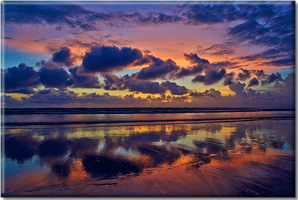 tableau sur toile, bleu, ciel, coucher-soleil, gris, lever-du-soleil, mer, mer-cascades-lacs, miroir, nuages, orange, paysages, violet