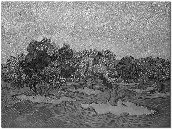 tableau sur toile, arbres, art, beige, bleu, fleurs, jardins, peintures, peintures-paysages, van-gogh, vert, violet