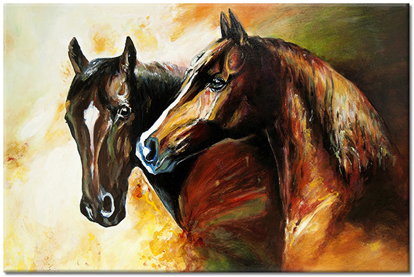 tableau sur toile, animaux, art, chevaux, jaune, marron, nature-morte-autres-peintures, peintures