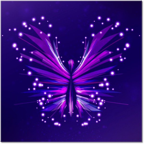 tableau sur toile, abstrait-fantaisie, animaux, enfants, oiseaux-poissons-insectes, papillons, rose, violet, vol