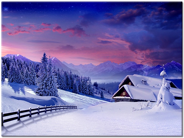 tableau sur toile, blanc, bleu, montagnes, noir, paysages, rose, violet