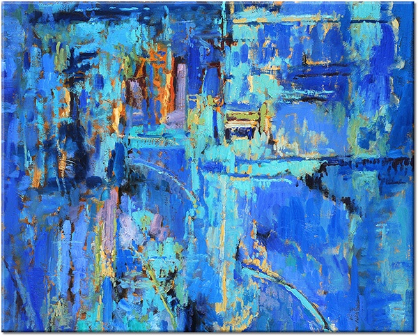 tableau sur toile, abstrait-fantaisie, bleu, cyan, peintures, peintures-abstraites