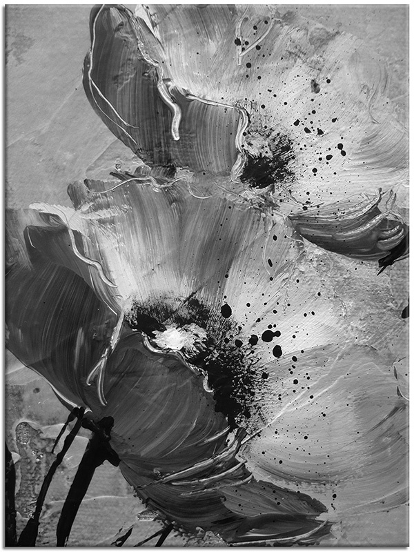 tableau sur toile, abstrait-fantaisie, art, coquelicots, fleurs, nature-morte-autres-peintures, noir, peintures, rose, violet