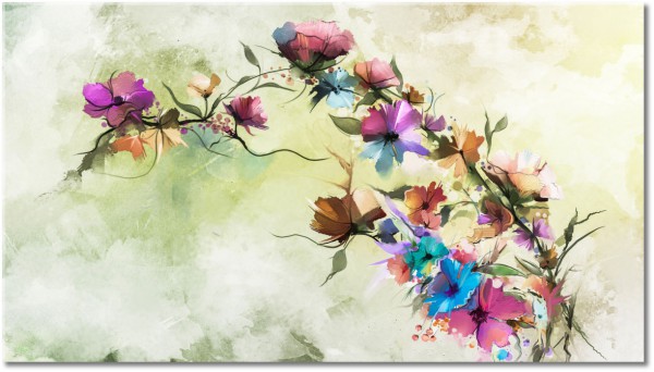 tableau sur toile, aquarelle, art, beige, bleu, fleurs, marron, nature-morte-autres-peintures, orange, peintures, rose, vert, violet