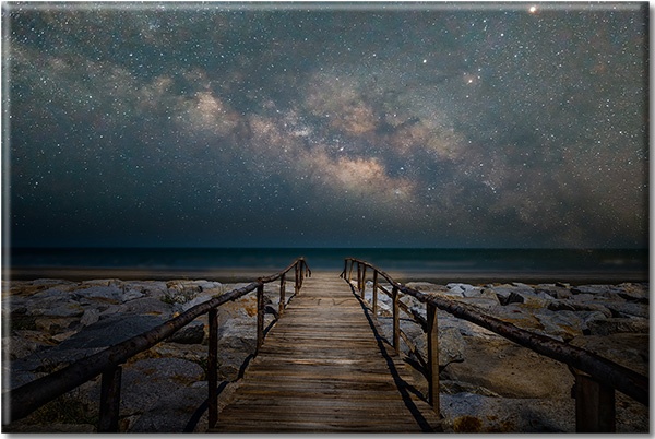 tableau sur toile, astronomie, autres-paysages, bleu, ciel, divers, etoiles, gris, marron, mer, noir, nuit, paysages, ponts, univers, violet