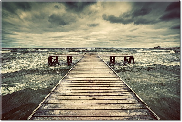 tableau sur toile, ciel, gris, mer, mer-cascades-lacs, nuages, paysages, ponts, vagues