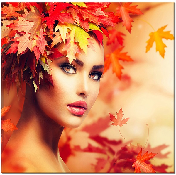 tableau sur toile, abstrait-fantaisie, automne, beige, divers, femmes, jaune, marron, orange, portraits, rose, rouge, sexy