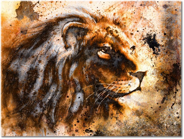 tableau sur toile, abstrait-fantaisie, animaux, animaux-sauvages, art, art-contemporain, gris, lions, marron, nature-morte-autres-peintures, noir, orange, peintures, sepia