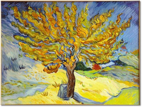 tableau sur toile, arbres, art, bleu, gris, jaune, marron, nature-morte-autres-peintures, orange, peintures, van-gogh, vert, violet