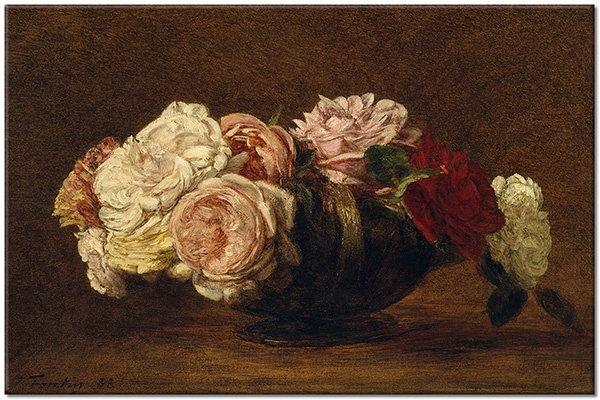 tableau sur toile, blanc, fleurs, jaune, marron, nature-morte-autres-peintures, peintures, rose, rouge, violet