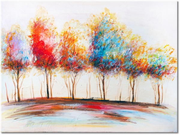 tableau sur toile, arbres, art, beige, bleu, cyan, gris, jaune, marron, multicolore, nature-morte-autres-peintures, noir, orange, peintures, rouge