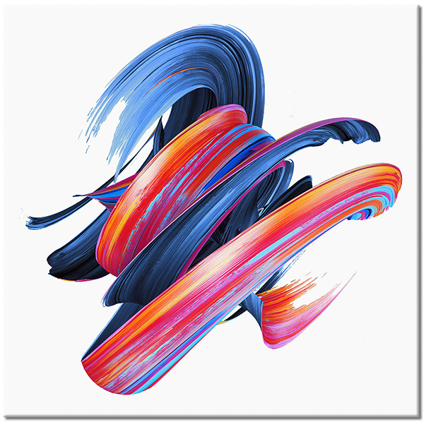 tableau sur toile, abstrait-fantaisie, bleu, orange, violet